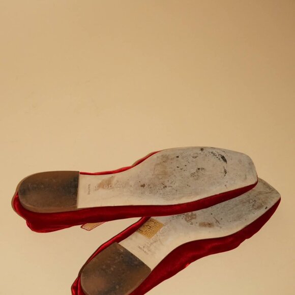 Aeyde Uma Red Velvet Mary Jane Flats - Size 38 - Picture 7 of 8
